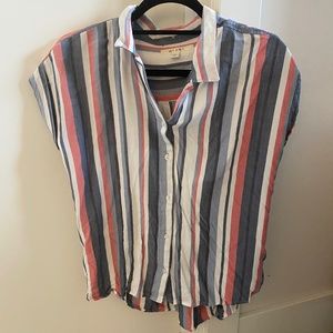 Striped button down polo shirt